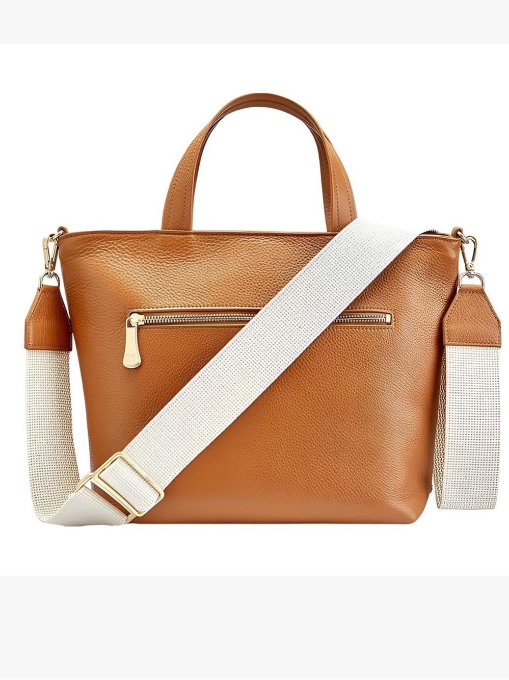 GiGi New York Marine Satchel in Brown Leather with Gold Plaque, Like New